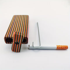 Colorful Wood Dugout Cigarette Case Set With Metal Tube