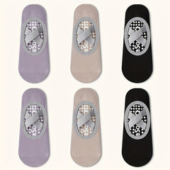 6 Pairs Non slip Yoga Crew Socks Silicone Indoor Fitness Pilates Dancing Sports