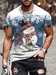 Snowman Print Men's Graphic T-shirt for Summer