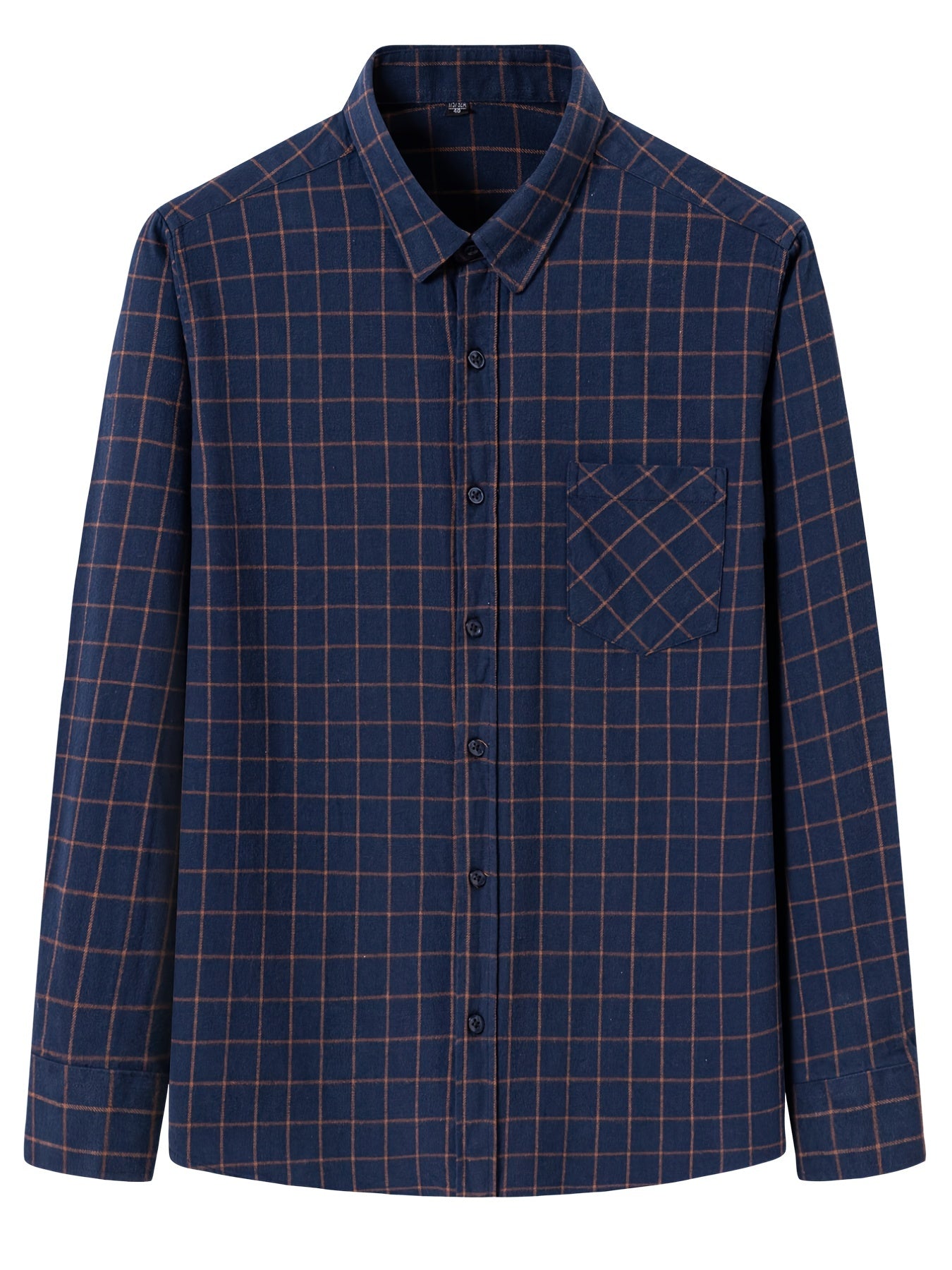Men's Flannel Plaid Long Sleeve Shirt with Pockets