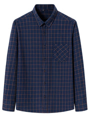 Men's Flannel Plaid Long Sleeve Shirt with Pockets