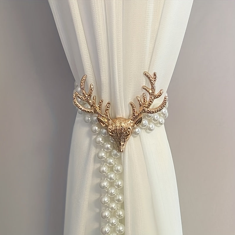 Nordic Style Faux Pearl Curtain Holdback Metal Spring Curtain Tie