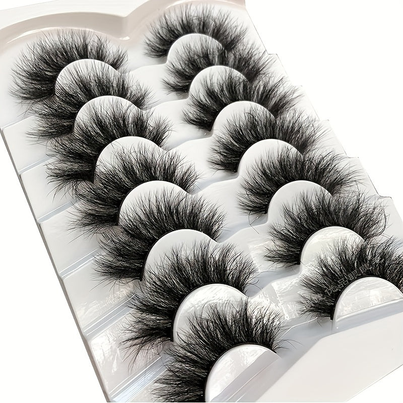 7 Pairs Cat Eye Lashes Fluffy Faux Mink Natural Look False Eyelashes