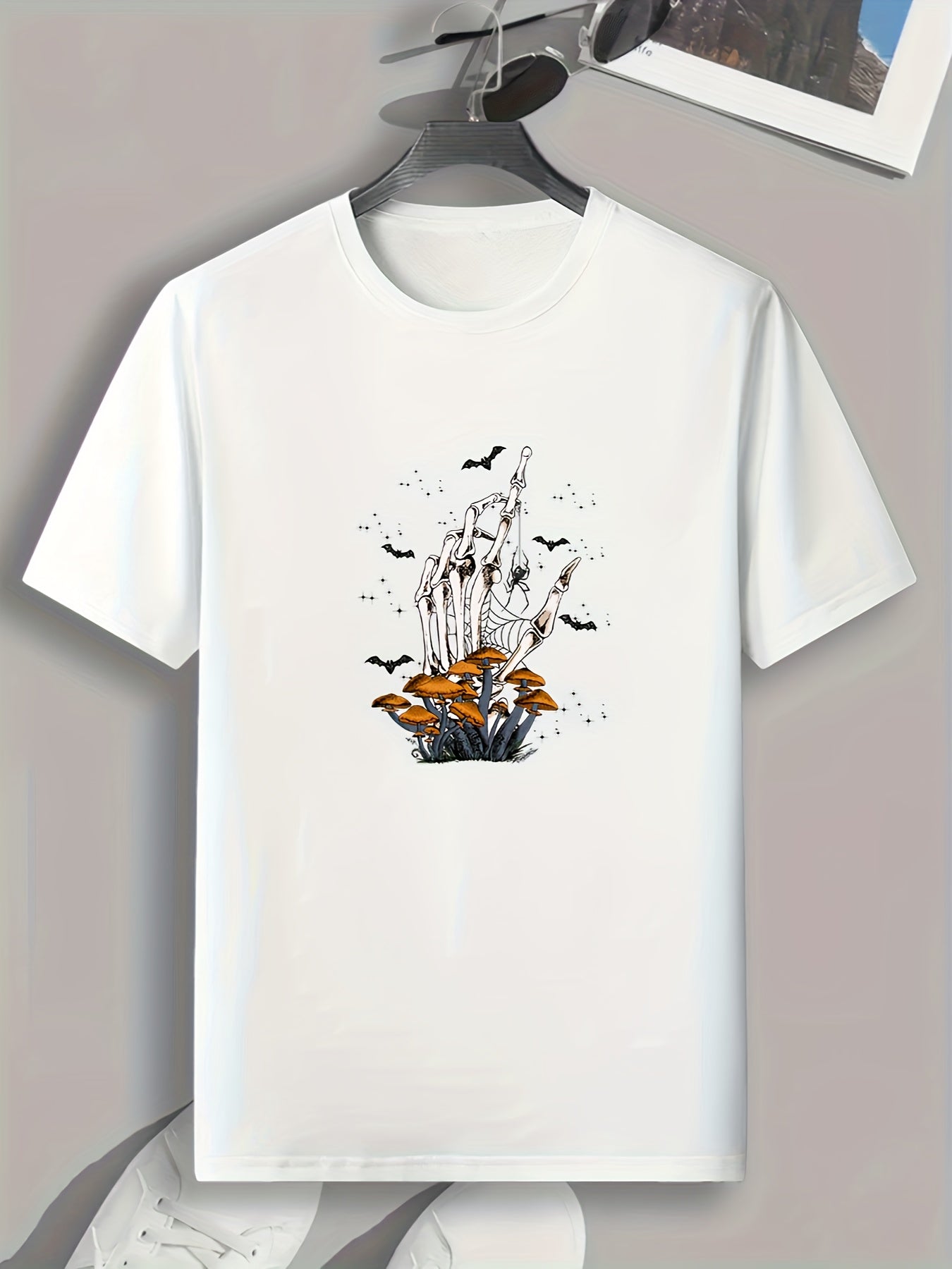 Skull & Mushroom Pattern T shirt - Men's Short Sleeve Top