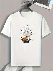 Skull & Mushroom Pattern T shirt - Men's Short Sleeve Top