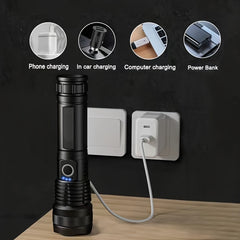 USB Rechargeable Handheld Flashlight LED Light for Camping Backpacking Hiking