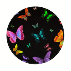 Colorful Butterfly Circular Sewn Edge Mouse Pad for Work Games Desktop Laptop