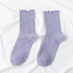 5 Pairs Teenage Girls Candy Lace Crew Socks For All Seasons