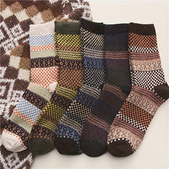 5 Pairs Outdoor Warm Soft Cotton Mid-calf Wool Socks for Autumn and Winter