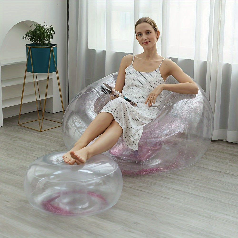 Red Dazzling Sequin Inflatable Sofa for Home & Outdoors