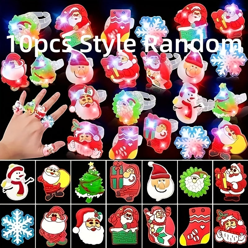 10pcs LED Colorful Glowing Rings - Fun Christmas Party Toy