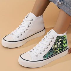 Horror Skull Pattern High Top Canvas Sneakers