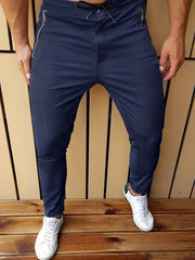 Classic Solid Men's Zipper Dress Pants with Stretch