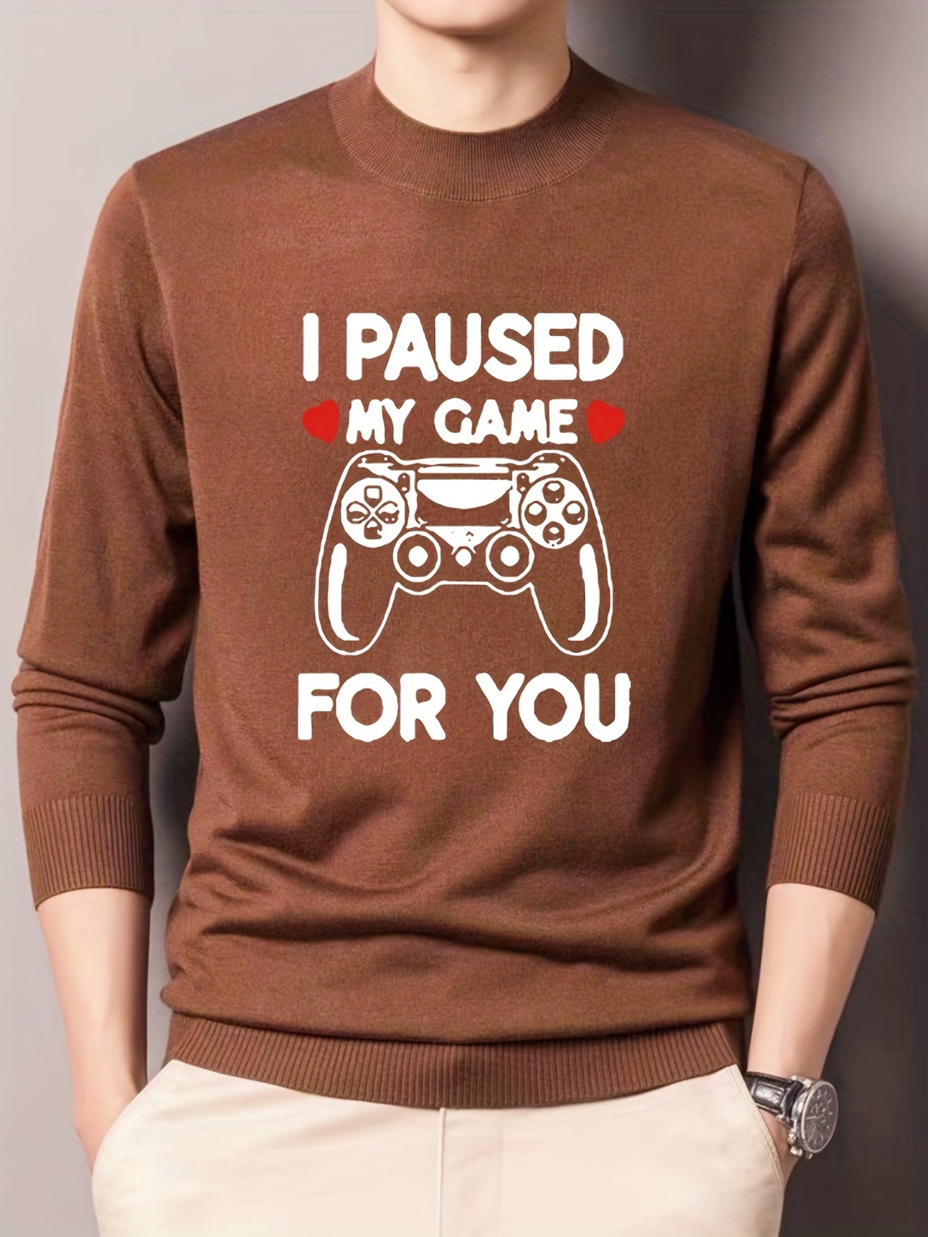 Men's Knitted Crew Neck Sweater for Fall Winter