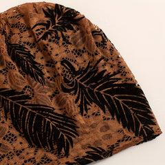 Feather Flower Lace Beanie Elastic Skull Hat Thin Breathable Casual Beanie Soft