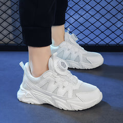 Boy's Solid Chunky Shoes with Rotating Buckle Soft Sole Sneakers
