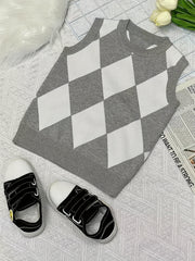 Toddler Boys Argyle Pattern Knit Vest for Spring Autumn Winter
