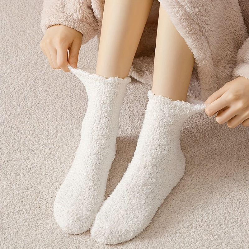 4 Pairs Warm Fuzzy Socks for Women Home Floor Stockings
