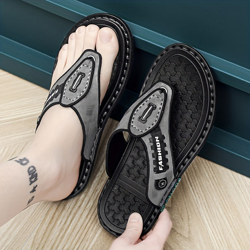 Men's Slip On Flip Flops with Stitched Detail