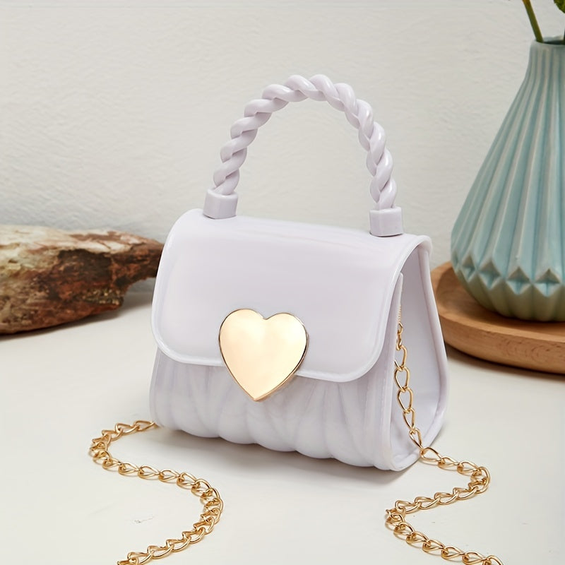 Girls Mini PVC Handheld Bag with Love Decoration for Party & Holiday