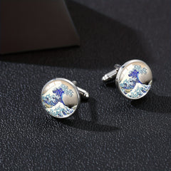 Ocean Wave Time Gem French Cufflinks Men's Shirt Cufflinks