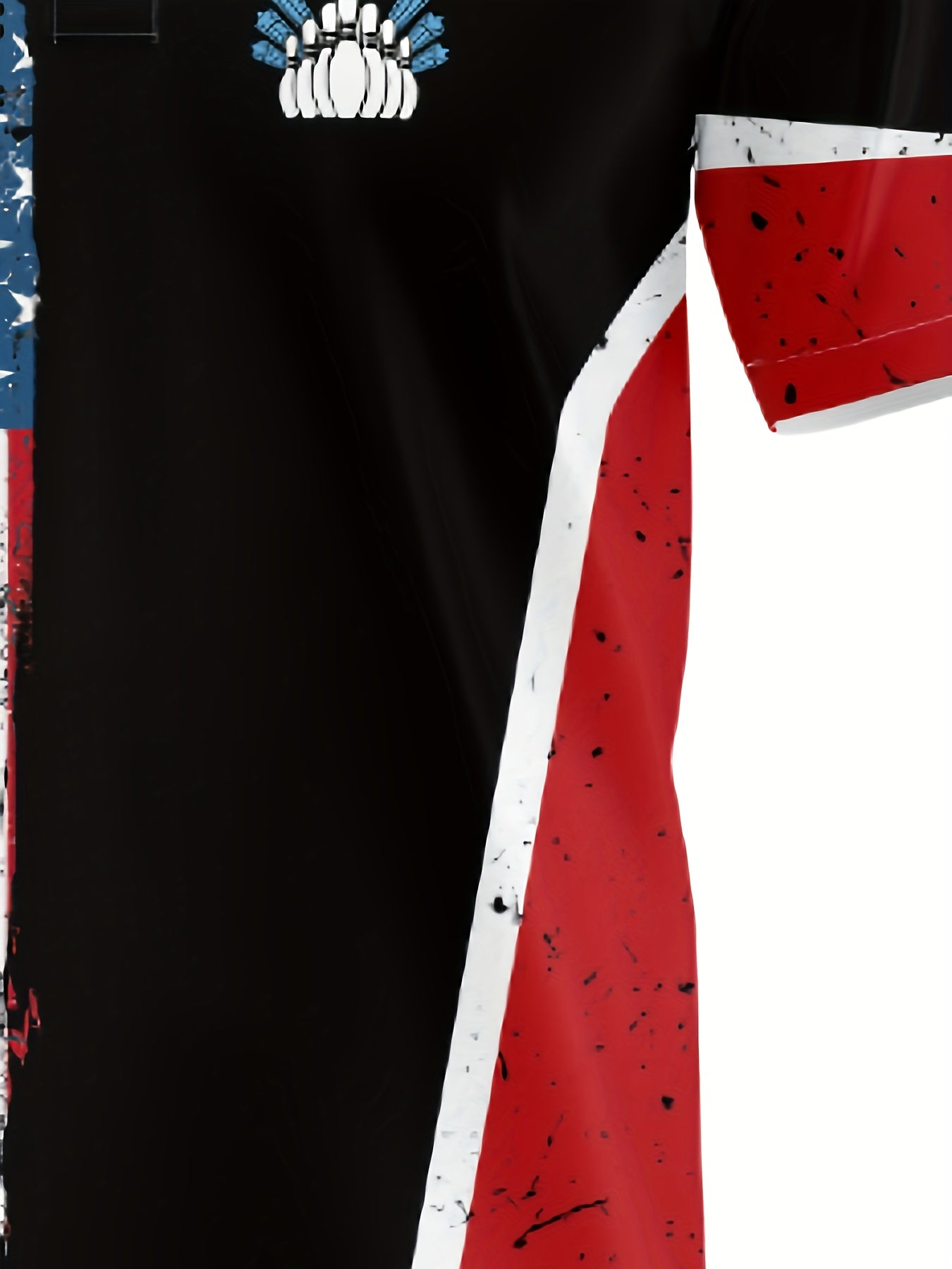 Men's Casual Bowling Print Lapel Short Sleeve Shirt