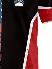 Men's Casual Bowling Print Lapel Short Sleeve Shirt