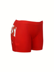 Colorblock Letter Print Skinny Yoga Shorts for Women