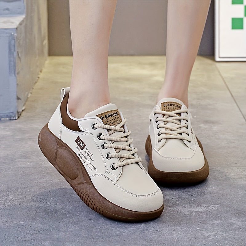 Women's Low Platform Sneakers Lace-up Running Shoes