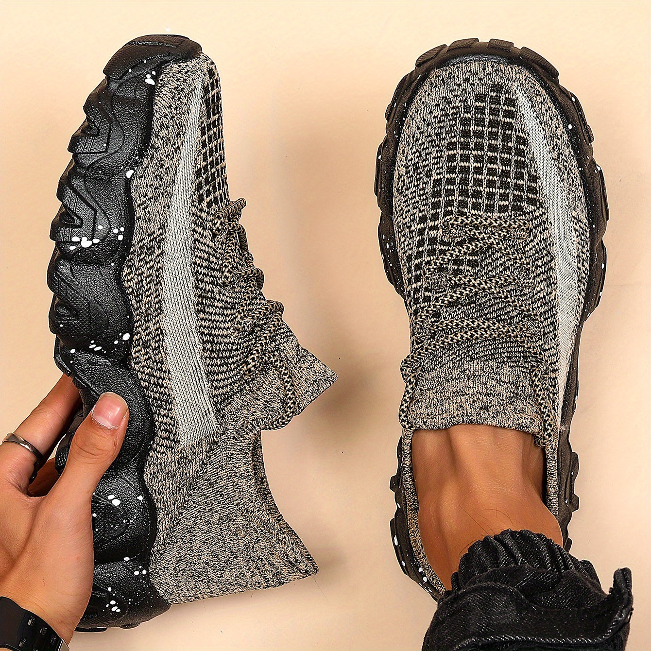 Men's Breathable Anti-skid Lace Up Running Sneakers Sock Shoes