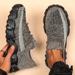 Men's Breathable Anti-skid Lace Up Running Sneakers Sock Shoes