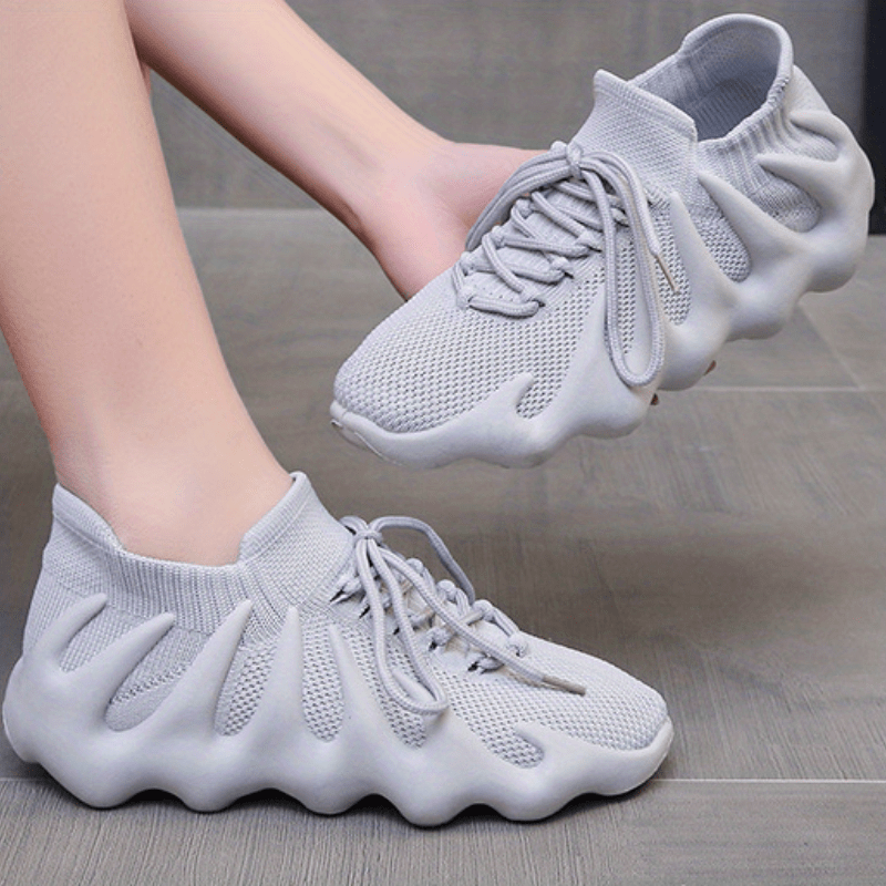 Women's Breathable Knit Sneakers Casual Lace Up Outdoor Shoes
