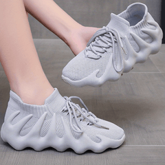 Women's Breathable Knit Sneakers Casual Lace Up Outdoor Shoes