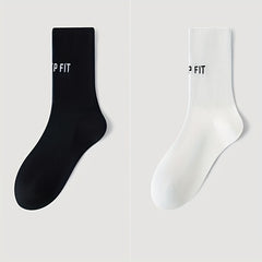 Athletic Non-Slip Yoga Socks - Letter Graphic Sporty Mid-Tube Socks