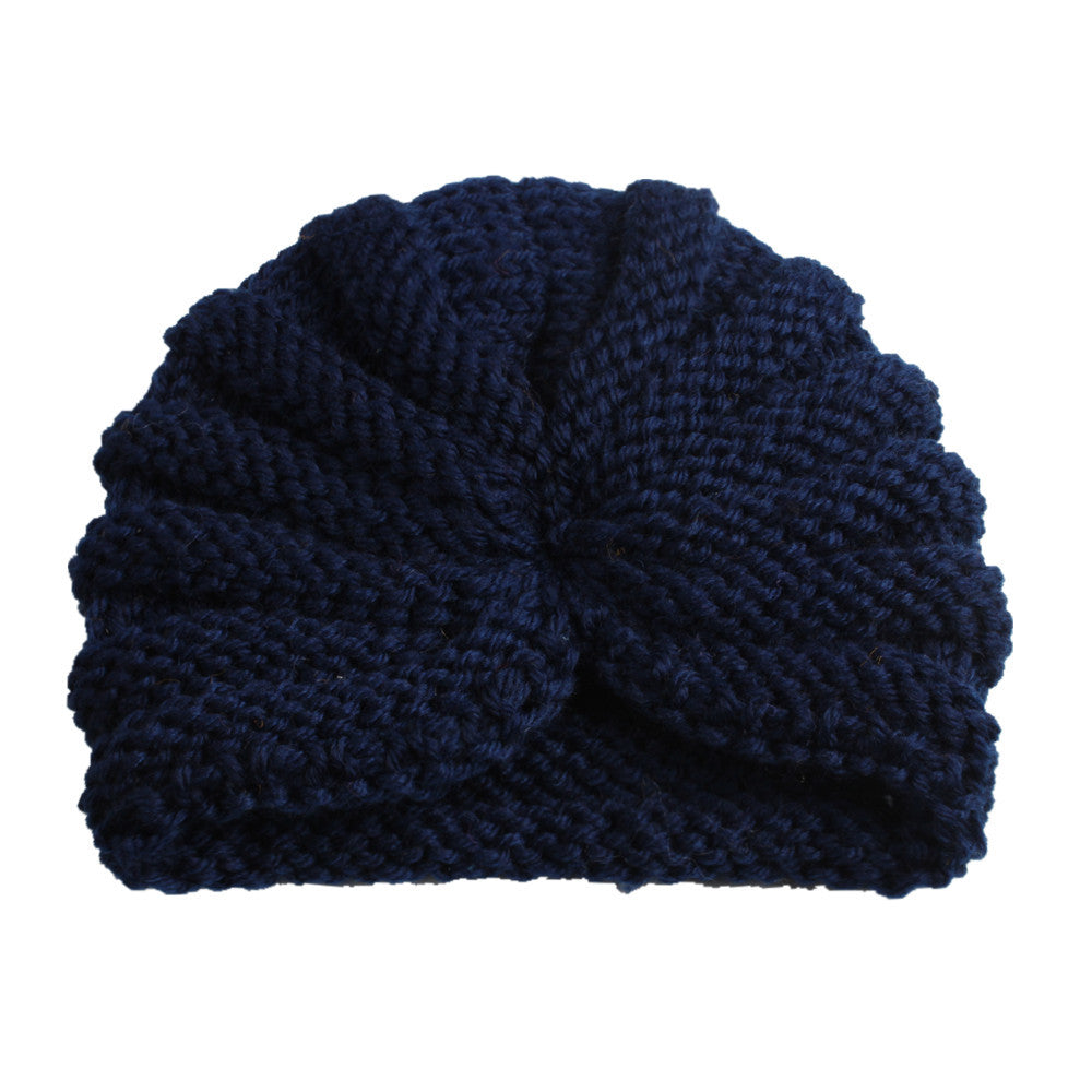 Baby Head Wrap Beanie Knit Hat Soft Warm Turban Cap for Toddler