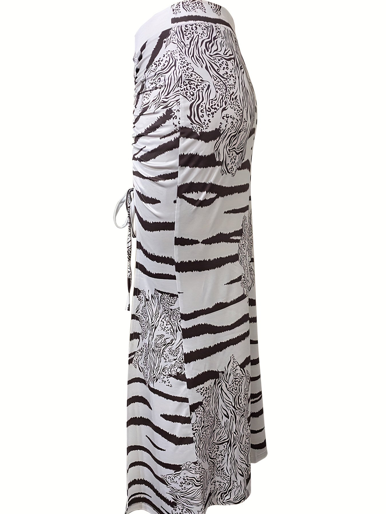 Print Drawstring Slit Skirt Spring & Summer Women's Clothing