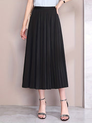 Pleated Elastic Waist Skirt for Women's Spring & Summer Clothing
