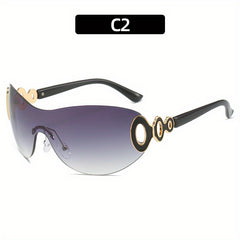 Y2K Rimless Sunglasses Gradient Shield UV400