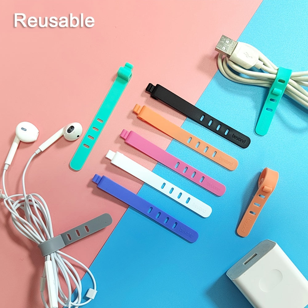 10pcs Silicone 4 Hole Flat Data Cable Ties
