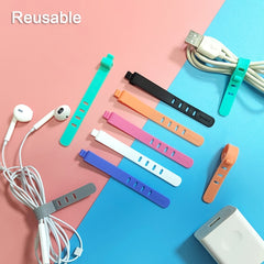 10pcs Silicone 4 Hole Flat Data Cable Ties
