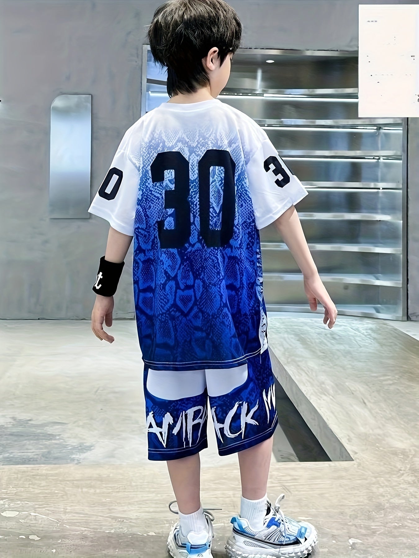 Boys Basketball Jersey Set Breathable Letter Print