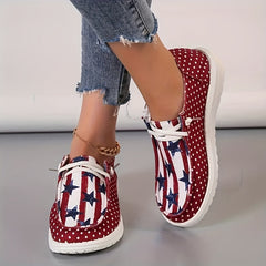 Women's Stars Pattern Canvas Shoes Casual Lace Up Outdoor Shoes Lightweight