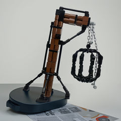 Dark Industrial Style Medieval Torture Rack Model with Chains and Iron Cage