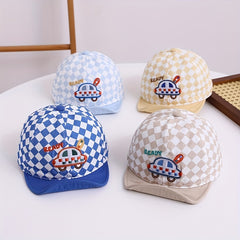 Children's Plaid Cotton Cap for Sun Protection
