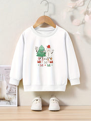 Christmas Snowman & Tree Print Girls Sweatshirt