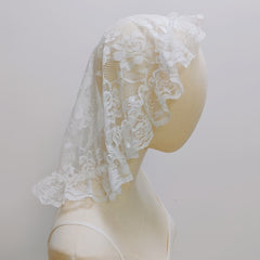Vintage Lace Pleated Veil Headpiece European Retro Bridal Accessory