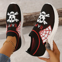 Women's Skull Pattern Sock Shoes Halloween Low Top Sneakers