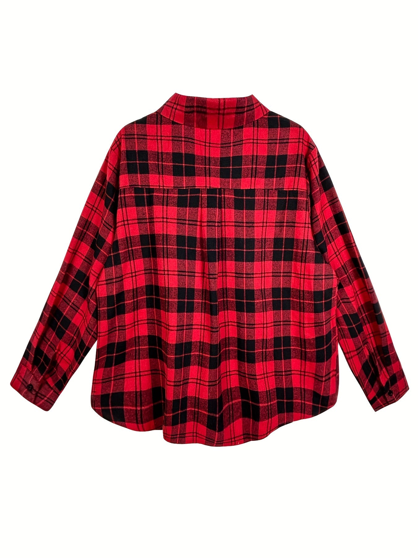 Plaid Print Button-Up Shirt Top
