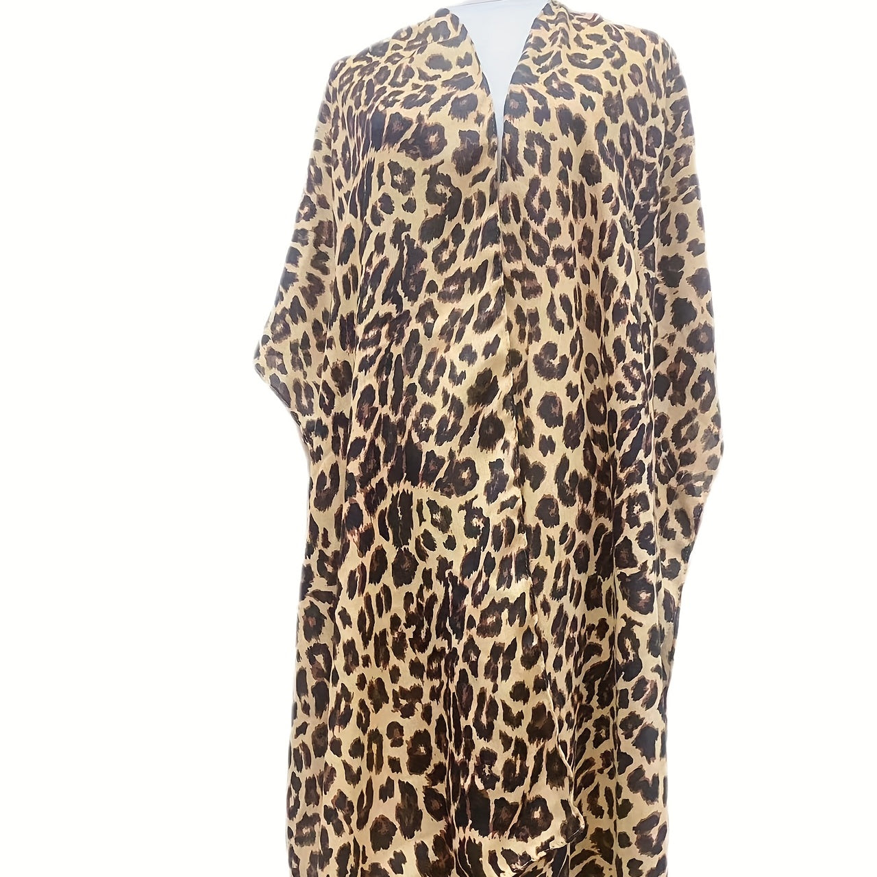 Leopard Print Large Shawl Vintage Cape Classic Windproof Cape Vintage Cardigan