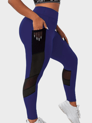 Mesh High Rise Pipping Leggings With Pockets